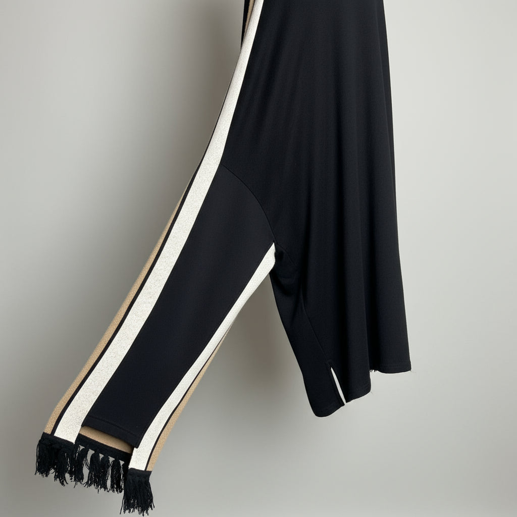 Burberry black and orange logo fringe sweater, size M