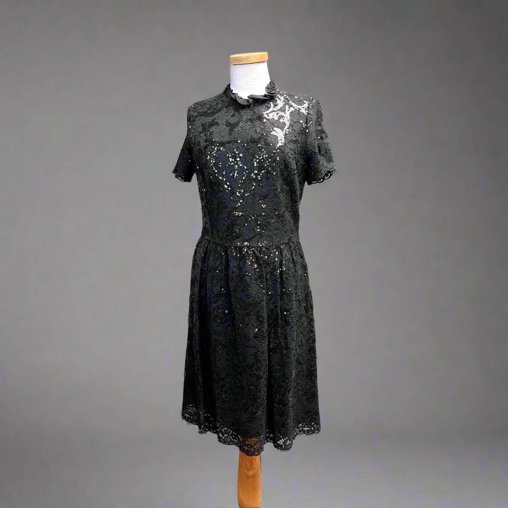 chinese dress ladies Brooks Bros. black lace dress, size 8