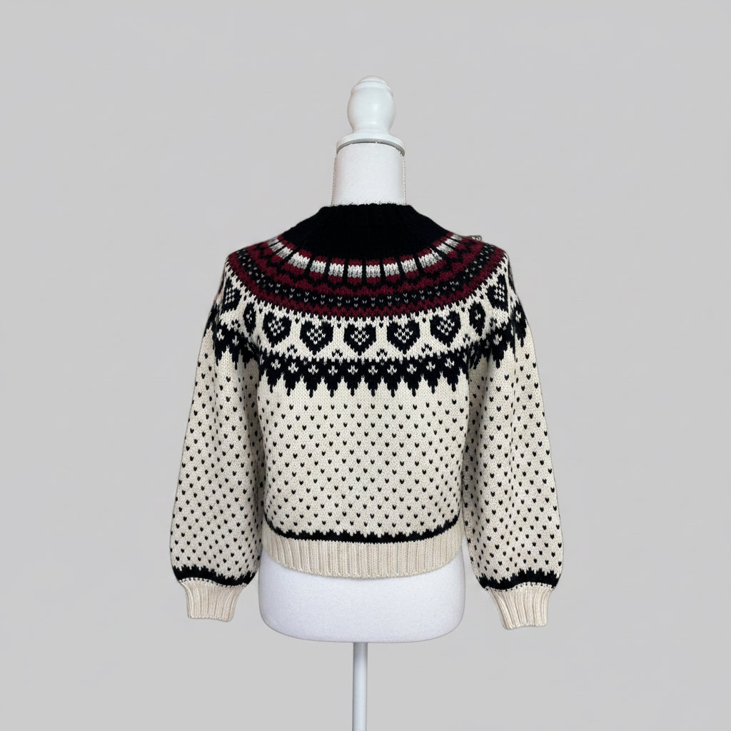 The Great cream and navy Heart Fair Isle sweater, size XS