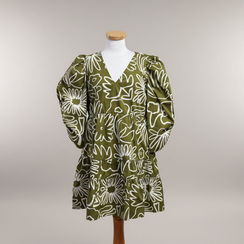 Crosby olive and white Bissie dress, size L