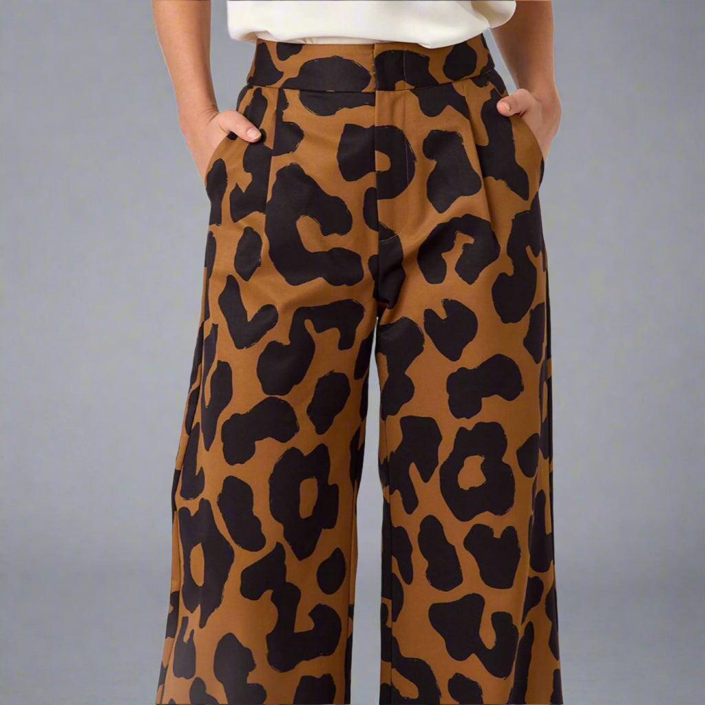 Crosby black and brown print Cora pants, size XL, NEW WITH TAGS!