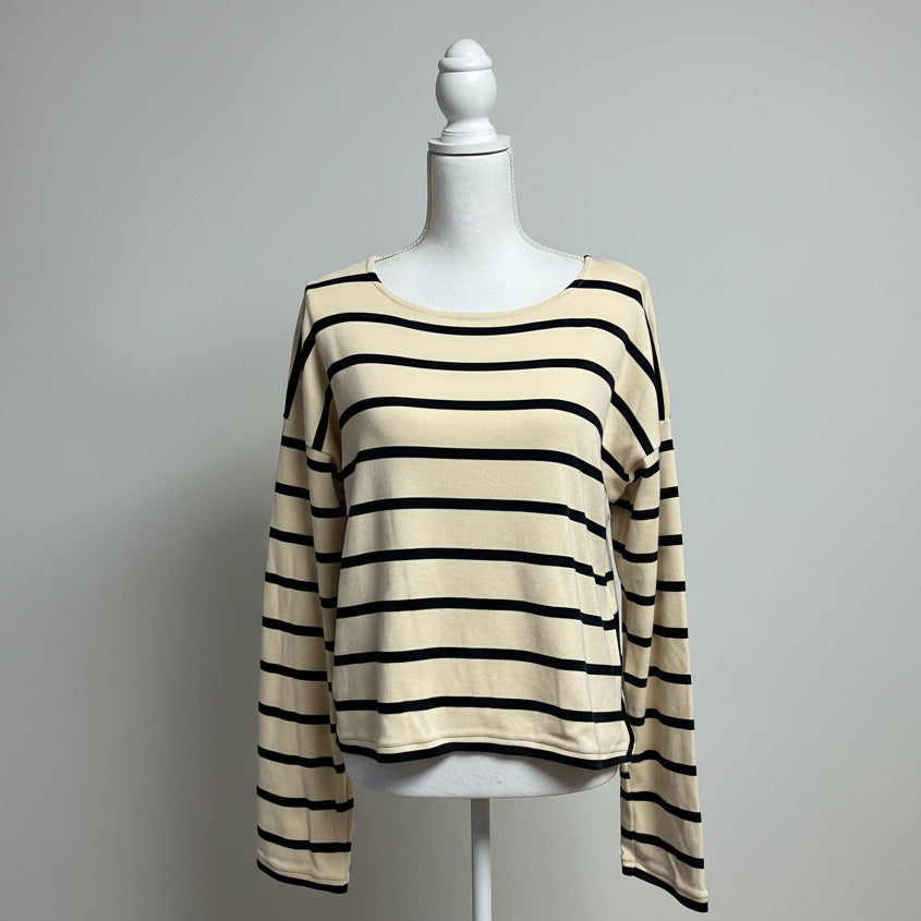 La Ligne cream and navy stripe Breton top, size XS
