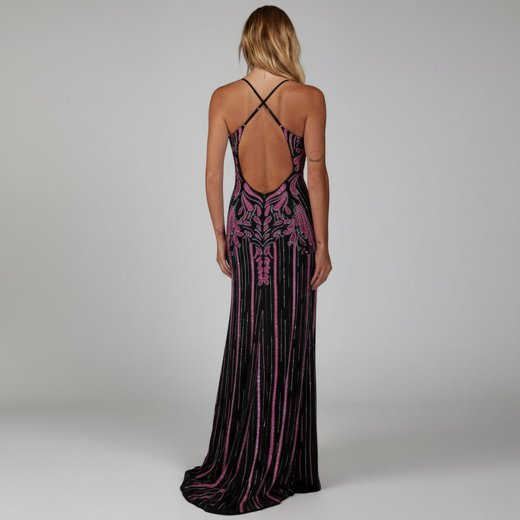 Alyce Paris black and hot pink beaded dress, size 4, NEW WITH TAGS!