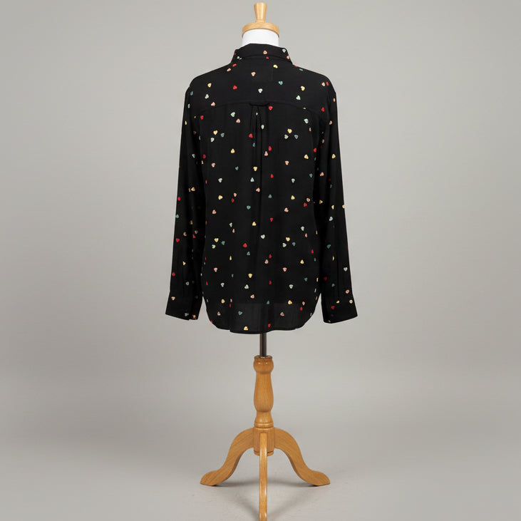 Rails black heart print blouse, size M, NEW WITH TAGS!