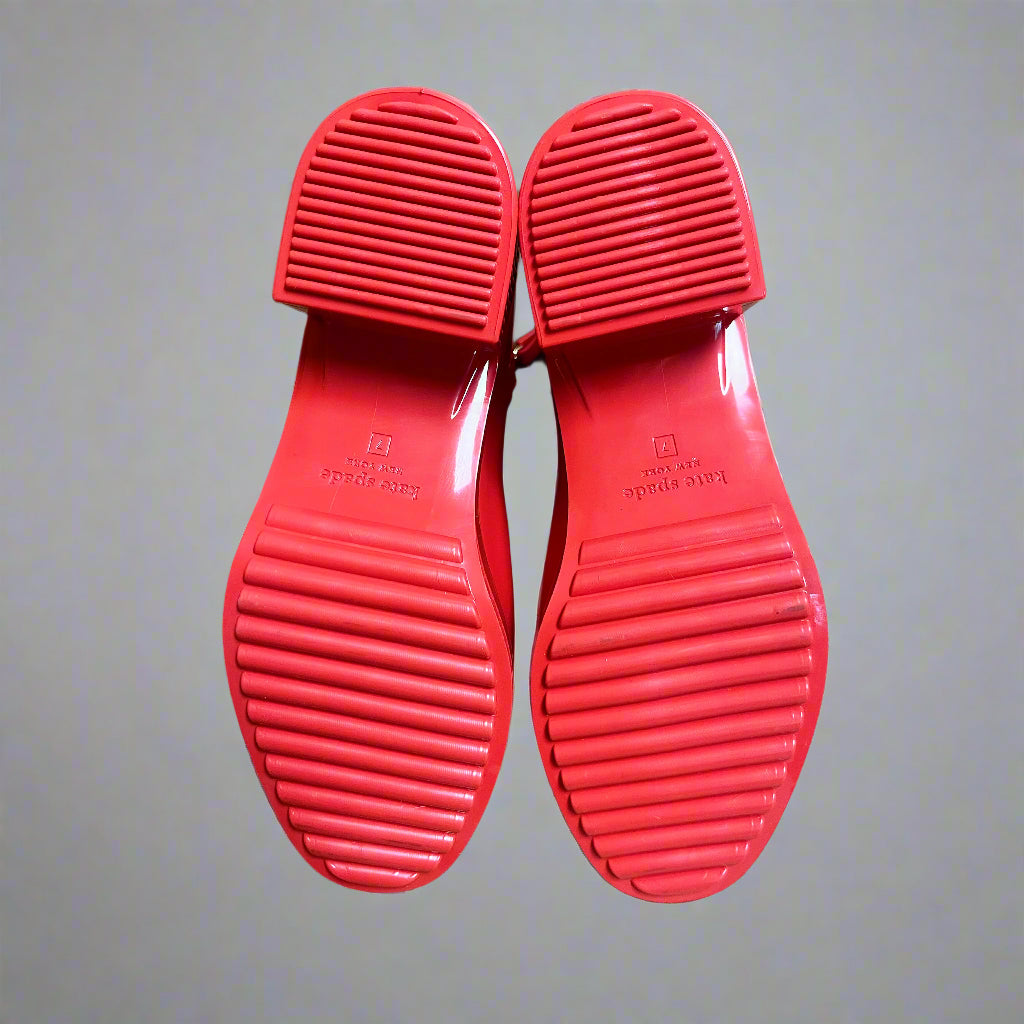 Kate Spade red Puddle rainboots, size 7, NEW IN BOX!