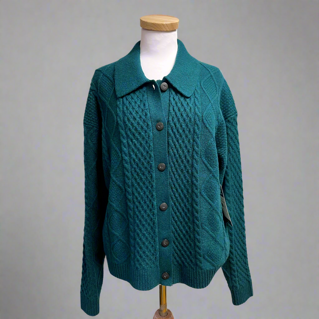 Cabi teal Peacock cardigan, size L, NEW WITH TAGS!