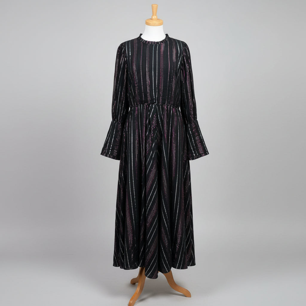 FARM Rio black Lurex Stripes dress, size M