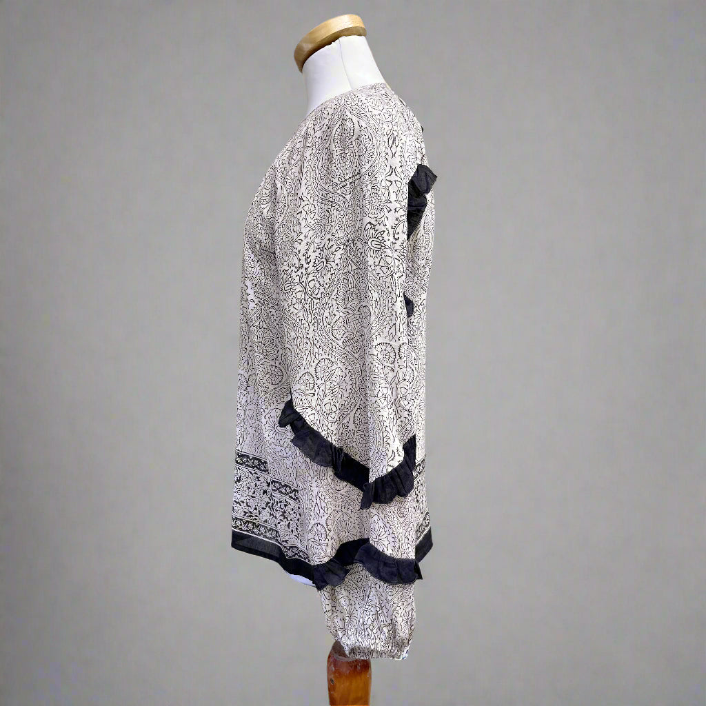Bell eggplant and beige Callie blouse, size S, NEW WITH TAGS!