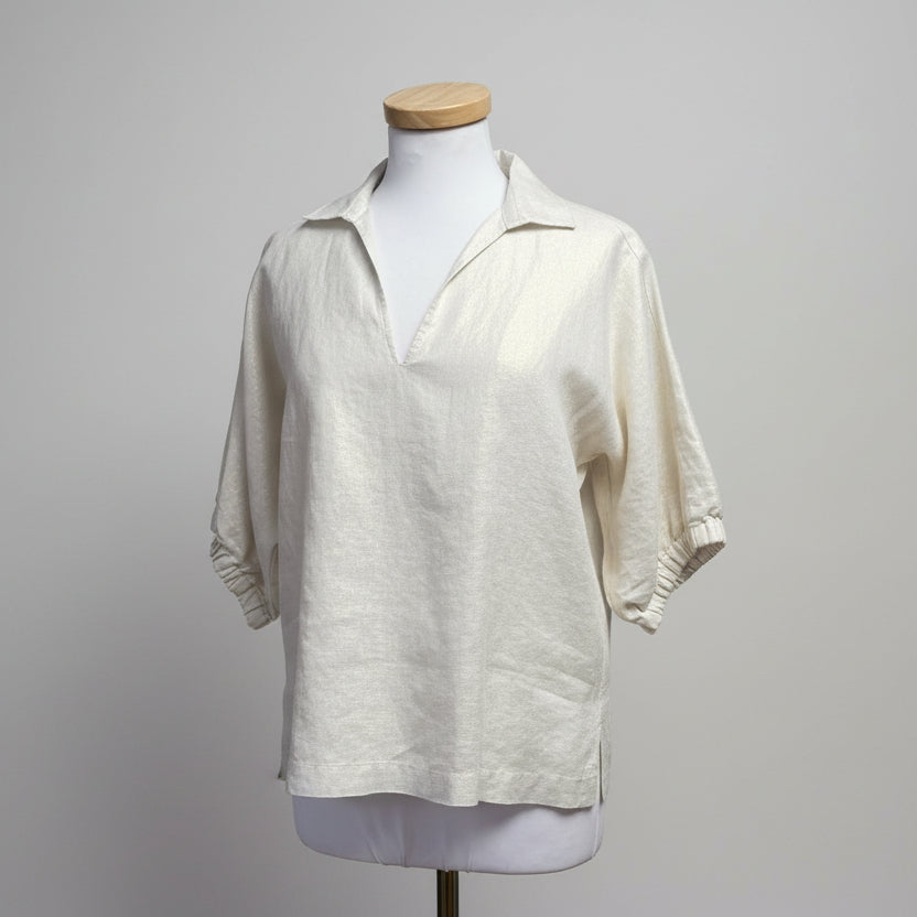Emily McCarthy gold linen blouse, size XS