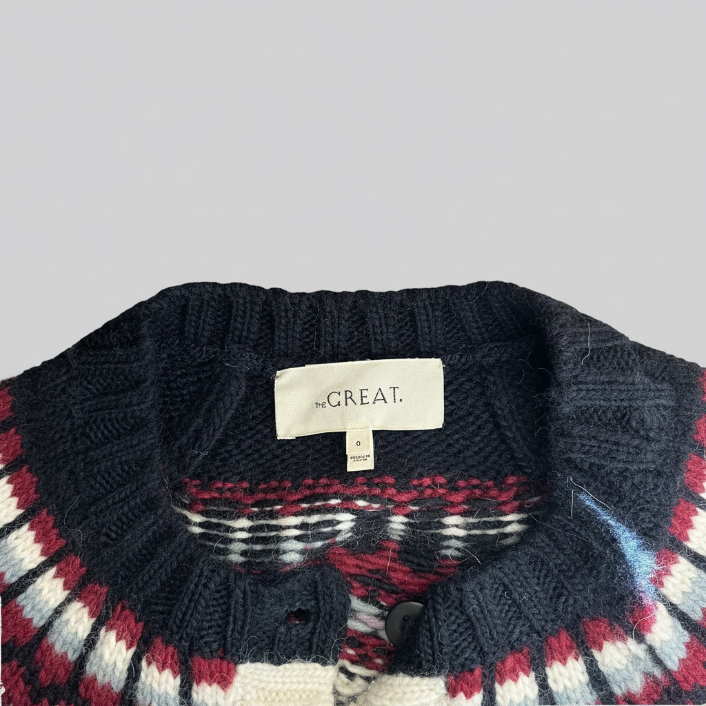 The Great cream and navy Heart Fair Isle sweater, size XS
