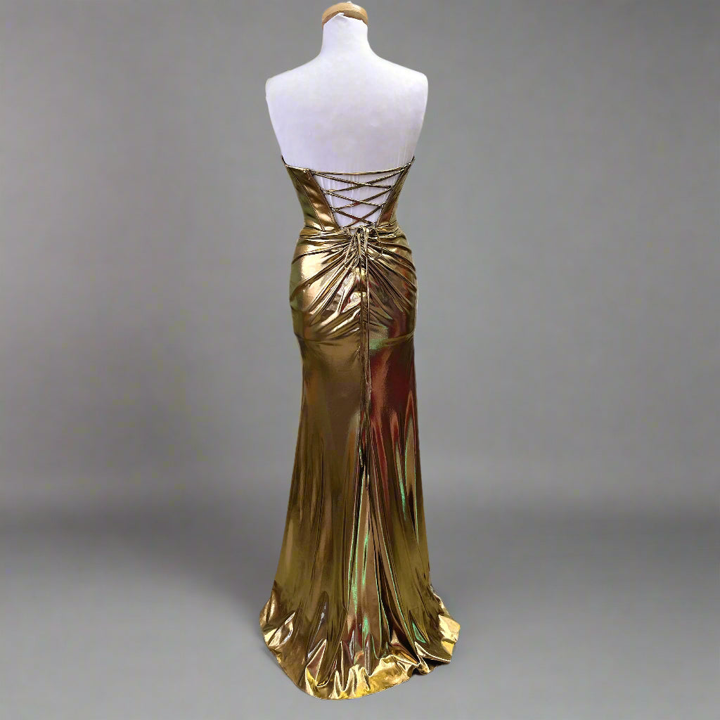 Ed Young gold metallic dress, size XS