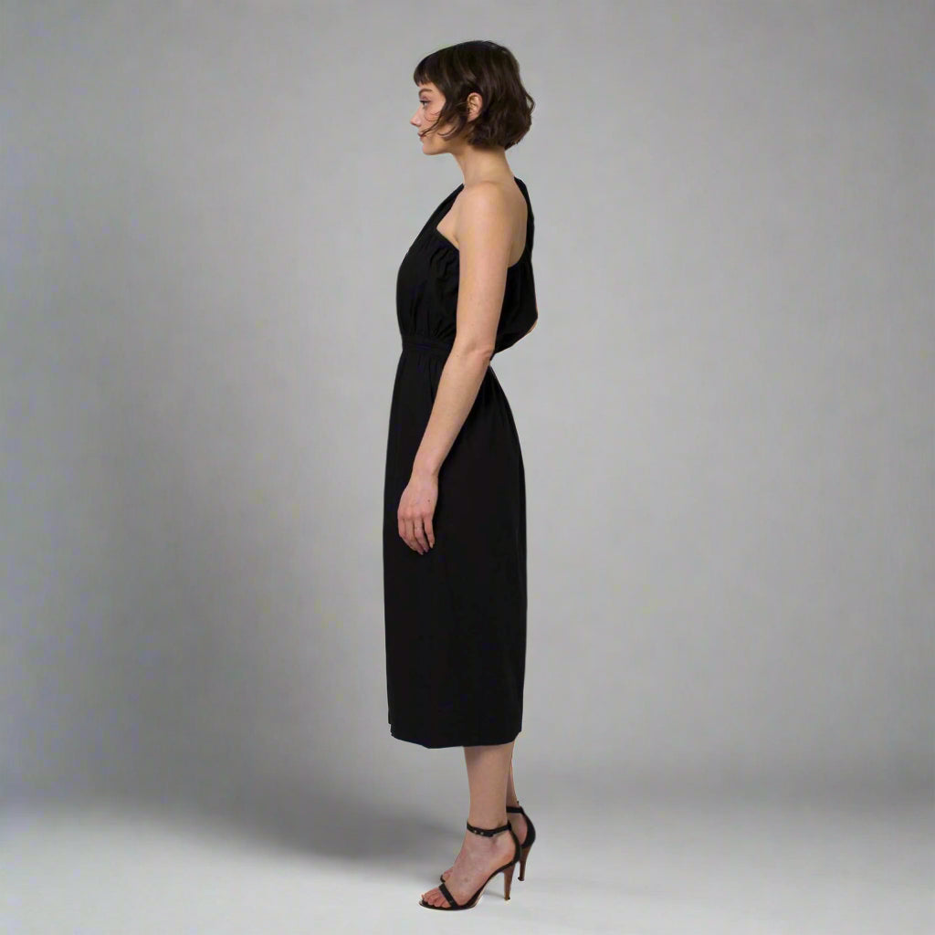 Apiece Apart black one-shoulder Palma dress, size XS, NEW WITH TAGS!