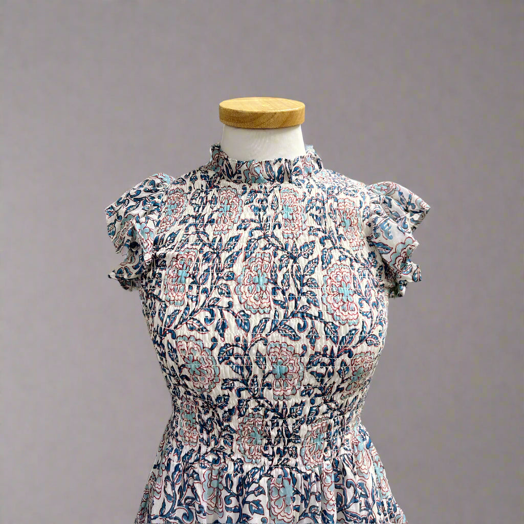 Oliphant red and blue floral dress, size S