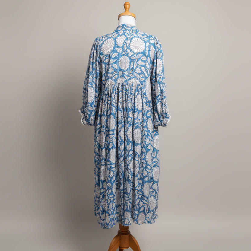 River Goddess blue floral Hawa Midi dress, size M/L
