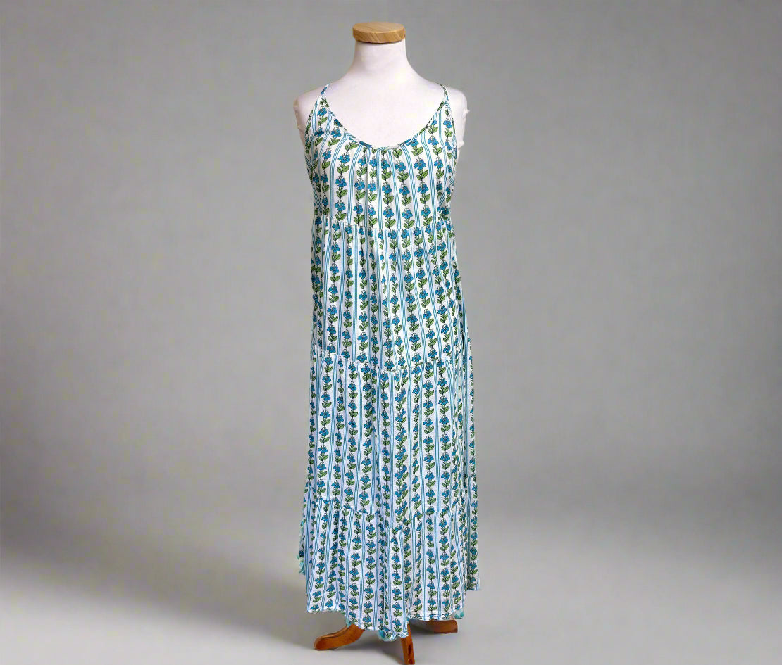 Olivia James blue floral Emily dress, size M