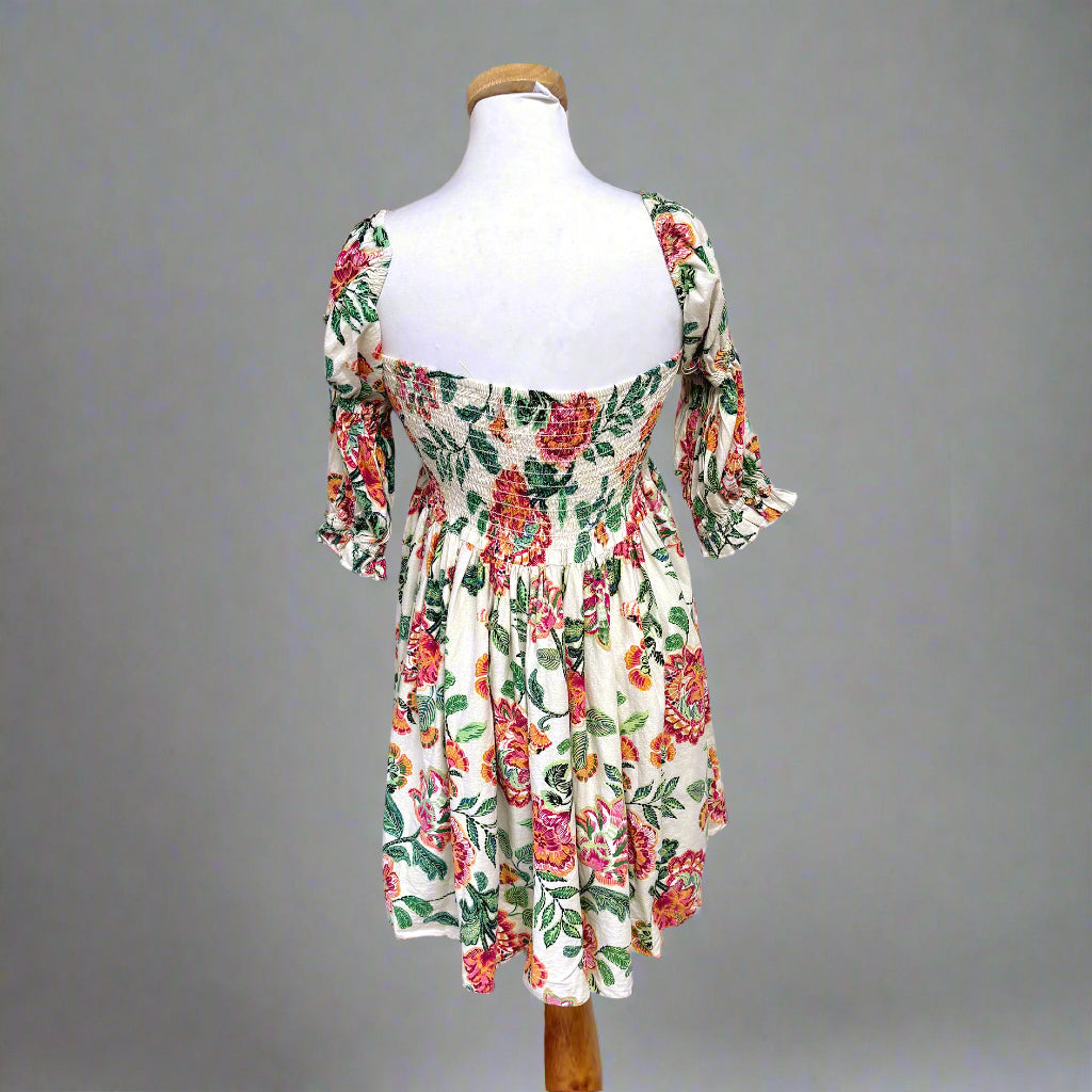 Misa pink and green floral Zadie dress, size M