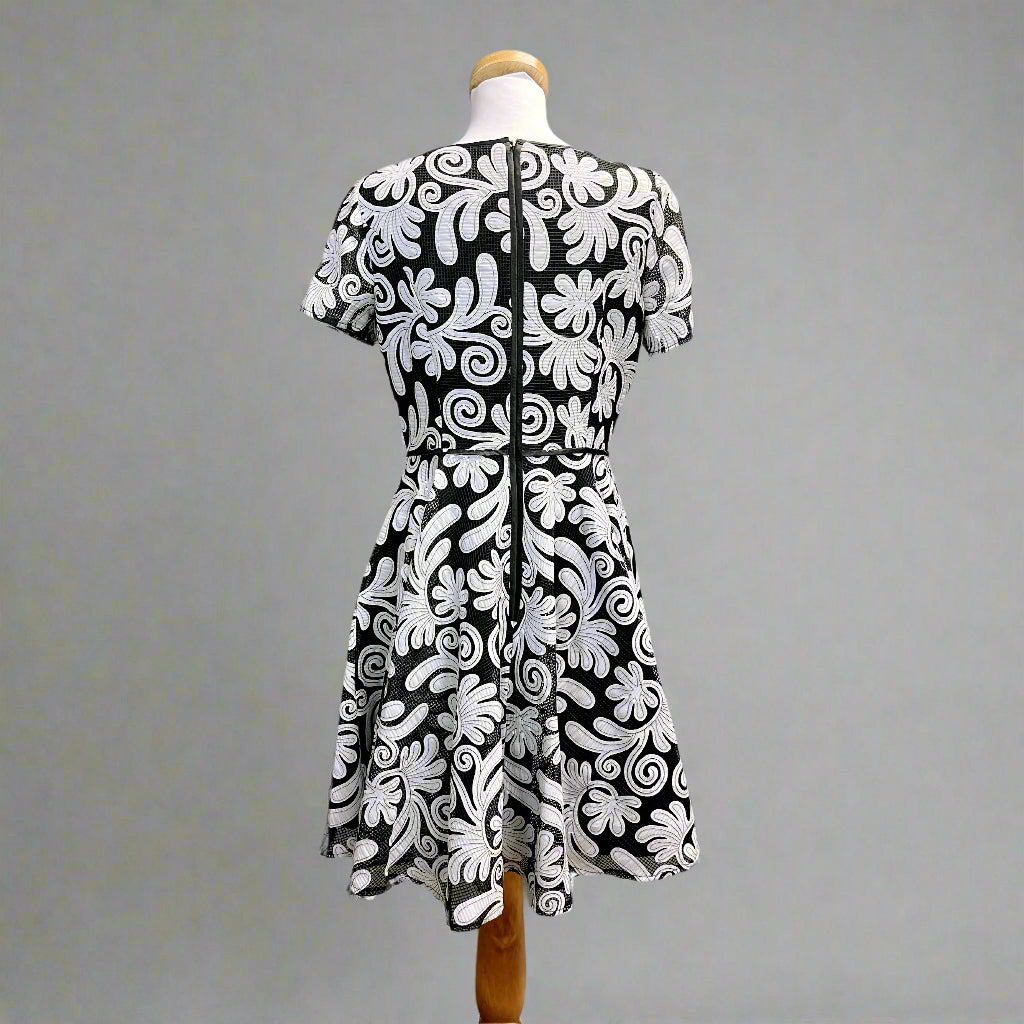 Shani black and white floral dress, size 8