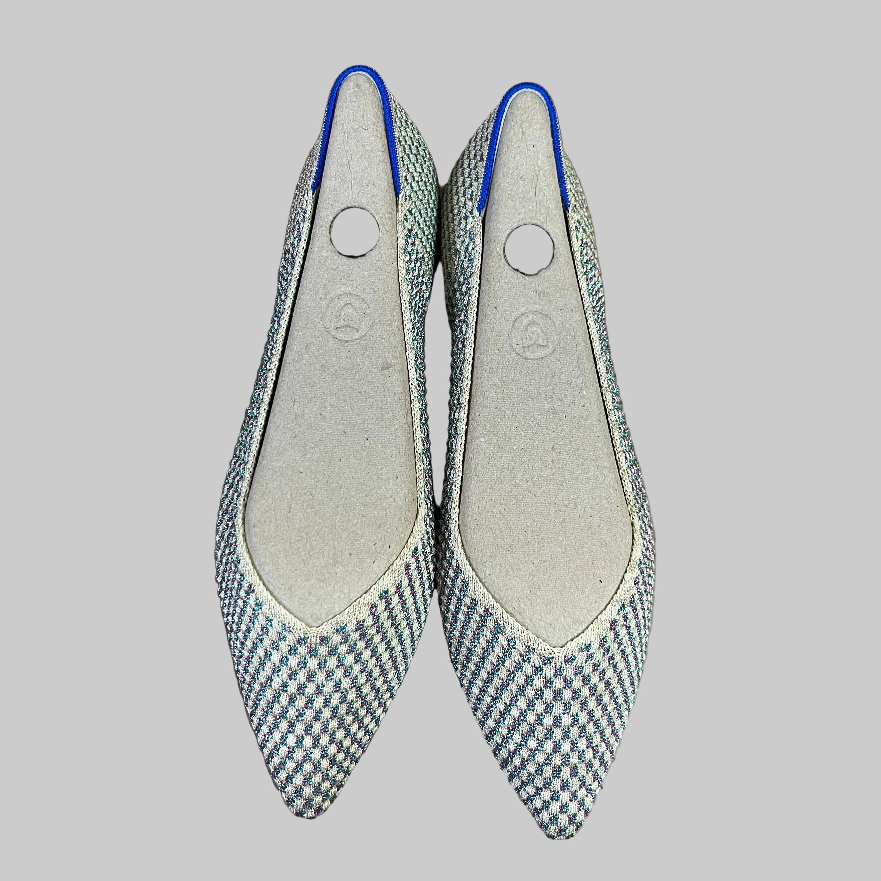 Rothys cream multi metallic flats, size 7.5, BRAND NEW IN BOX!