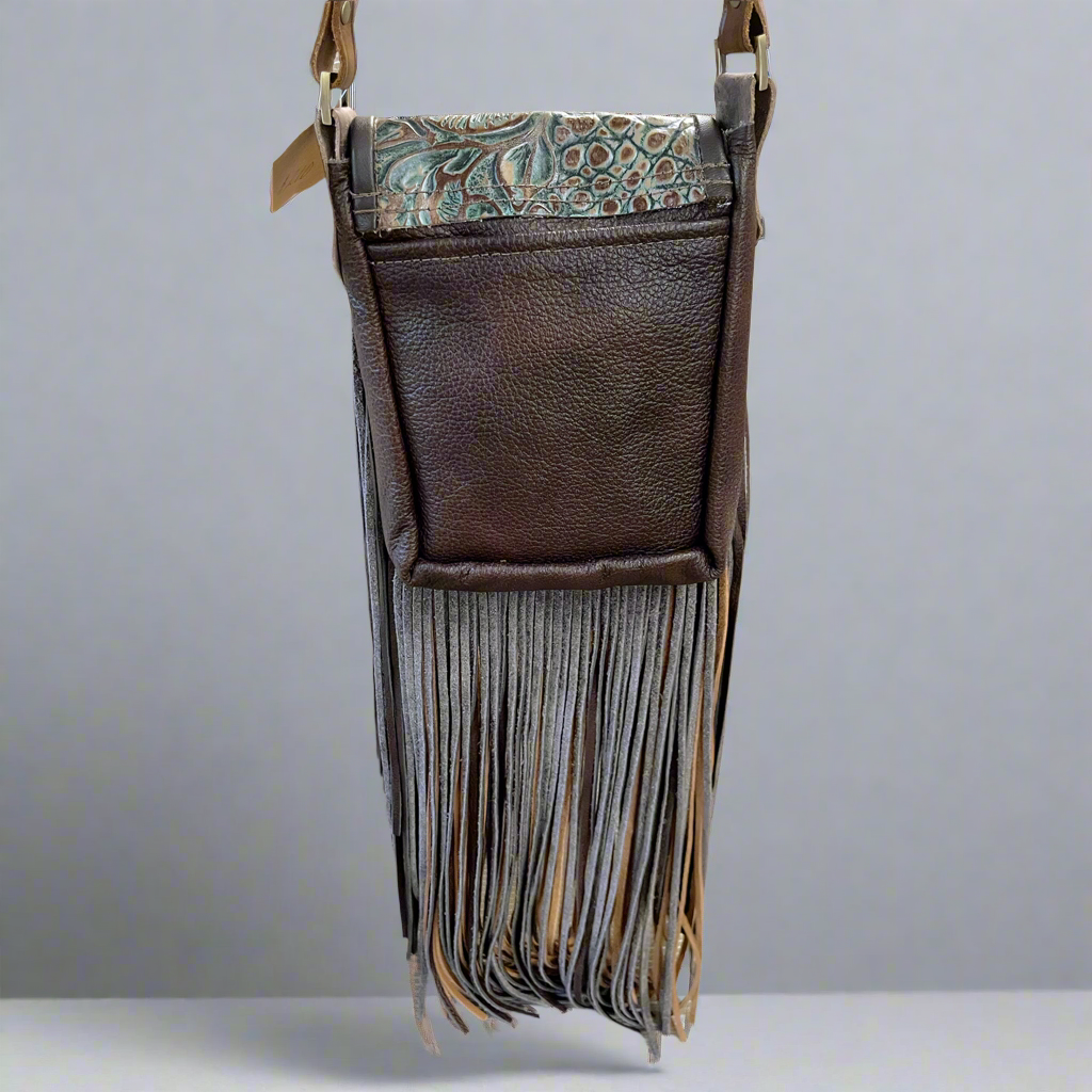 Handcrafted leather handbag with fringe, BRAND NEW!