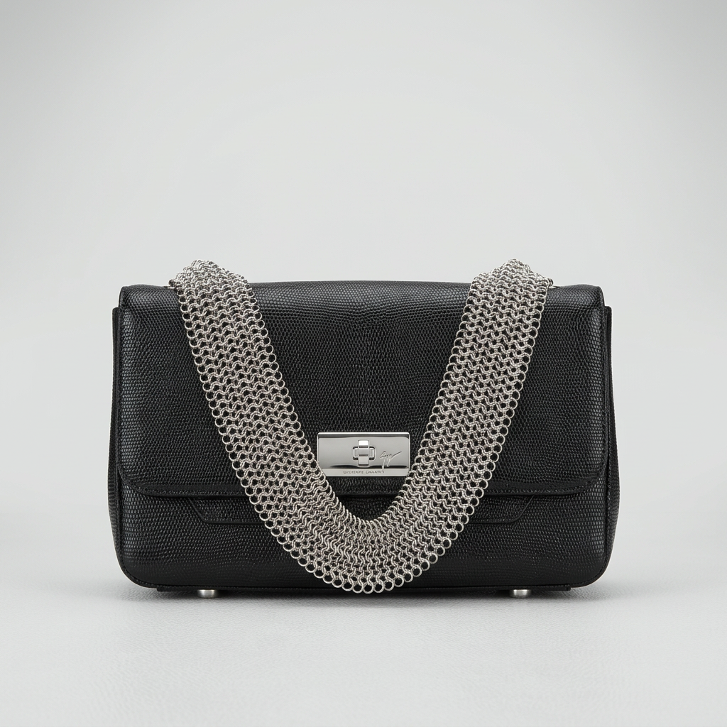 Giuseppe Zanotti black bag with chainmail handle