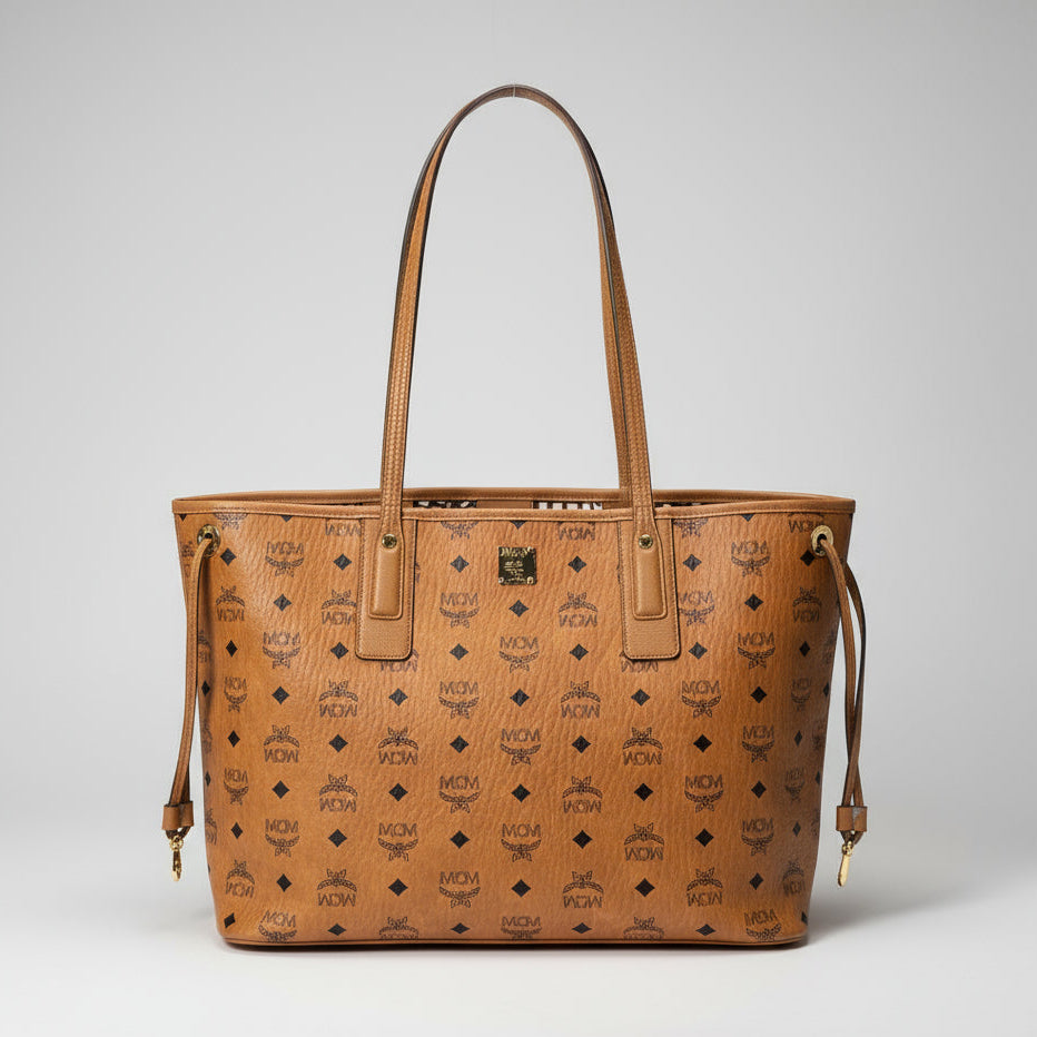 MCM cognac Liz reversible Visetos shopper, LIKE NEW!