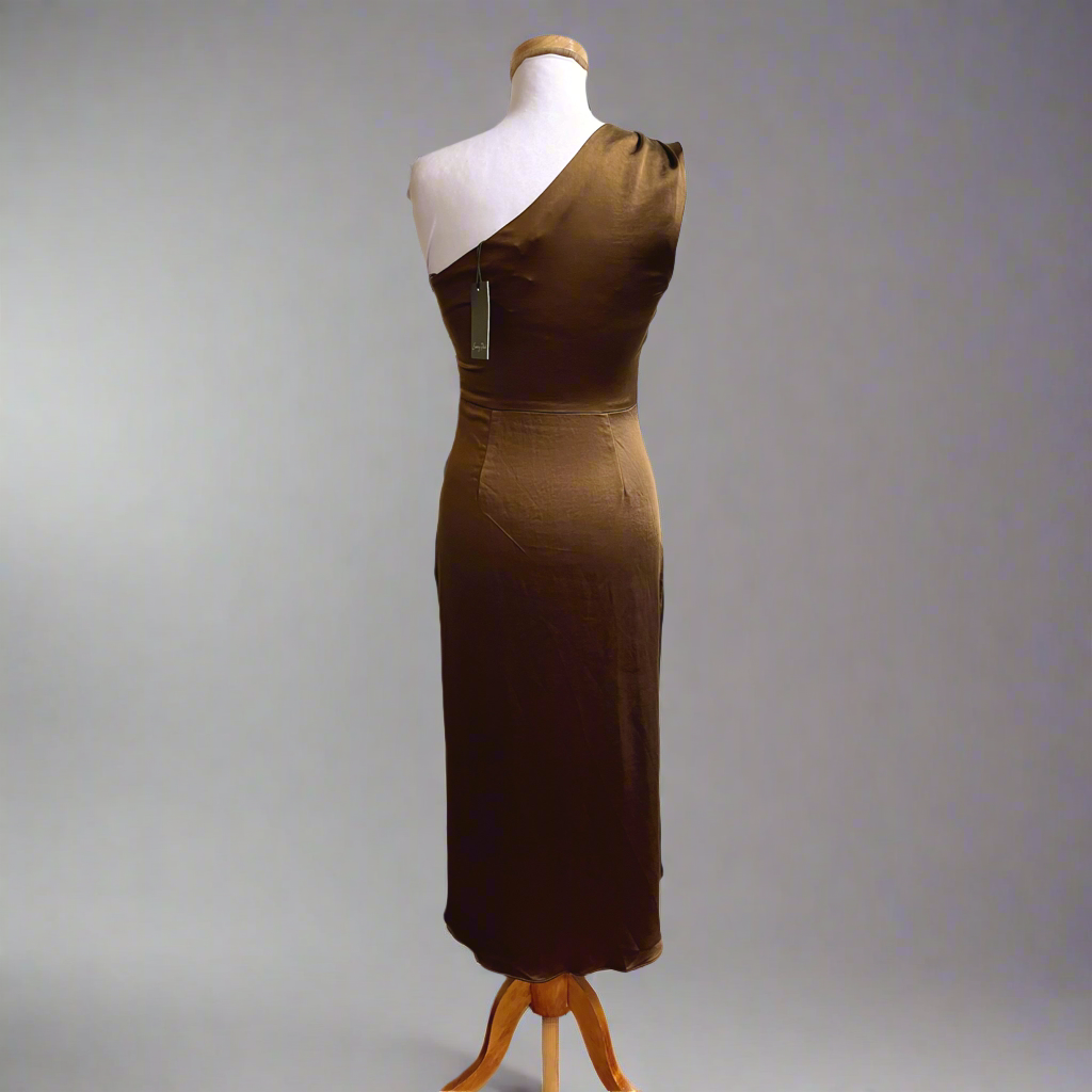 Emory Park brown satin dress, size S, NEW WITH TAGS!