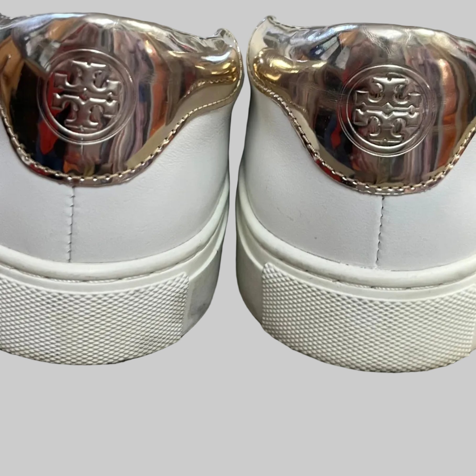 Tory Burch white and silver sneakers, size 9