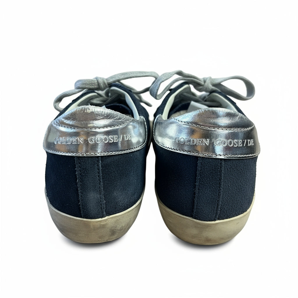 Golden Goose navy suede Super Star sneakers, size 37, US 7