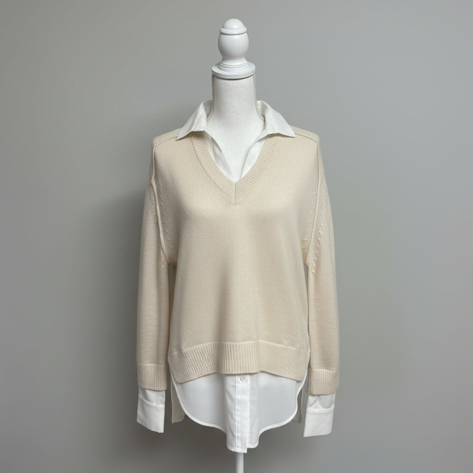 Brochu Walker cream cashmere blend sweater, size XS