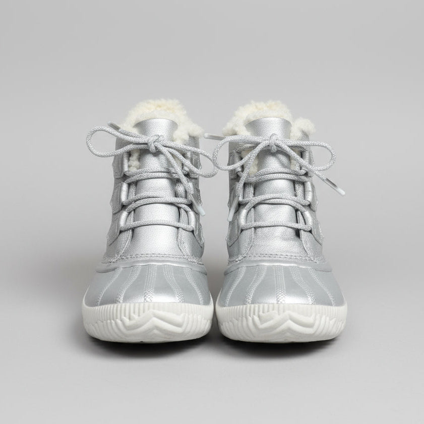 Sorel silver Disney duck boots, size 8, LIKE NEW!