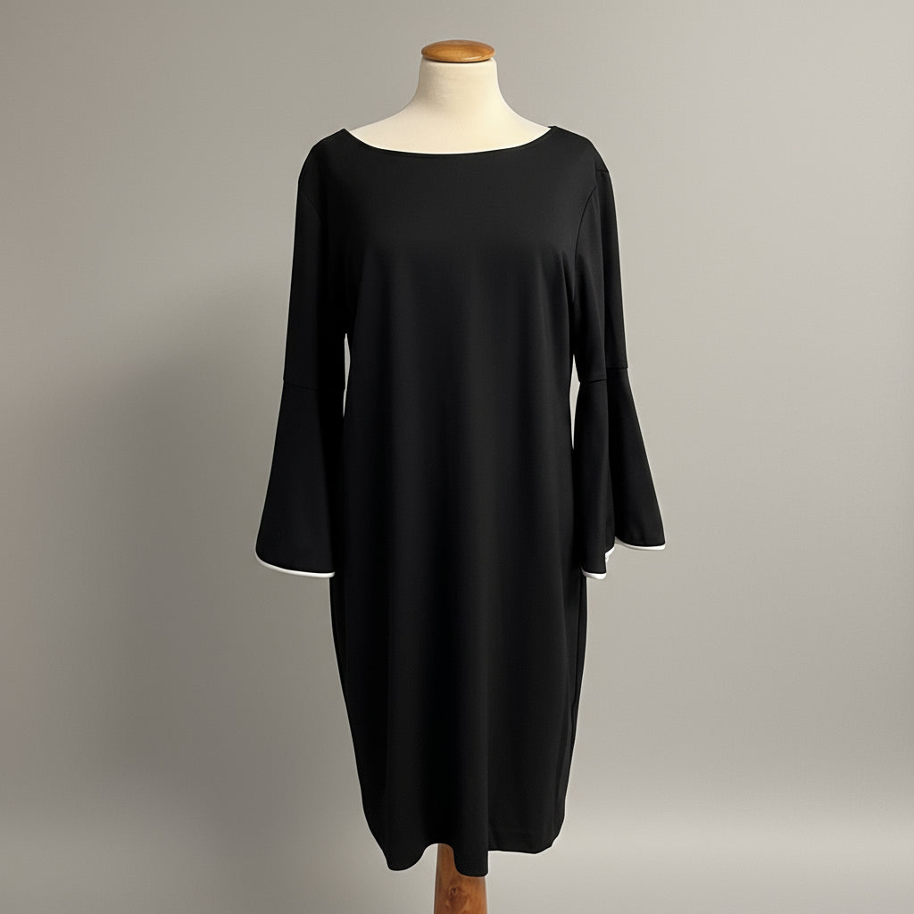 Sara Campbell black dress with white bell sleeve, size XL, NEW WITH TAGS!
