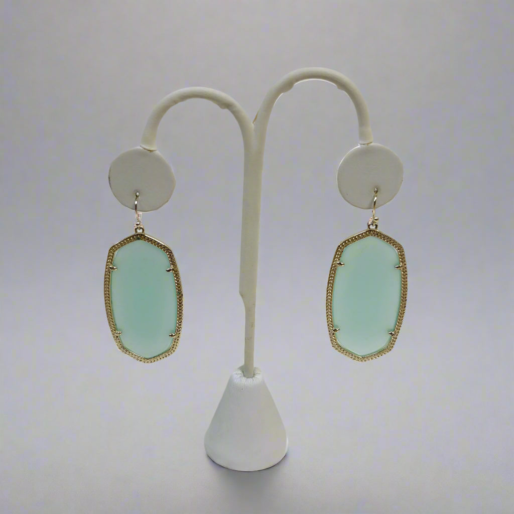 Kendra Scott aqua and gold Elle earrings