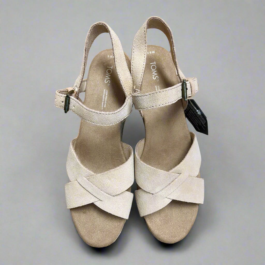 TOMS tan Willow wedge, size 8.5, NEW IN BOX!