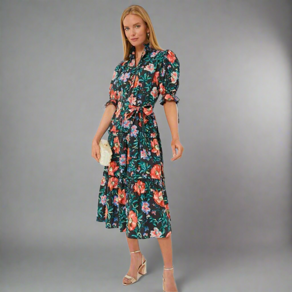 Hunter Bell black floral Holloway dress, size S