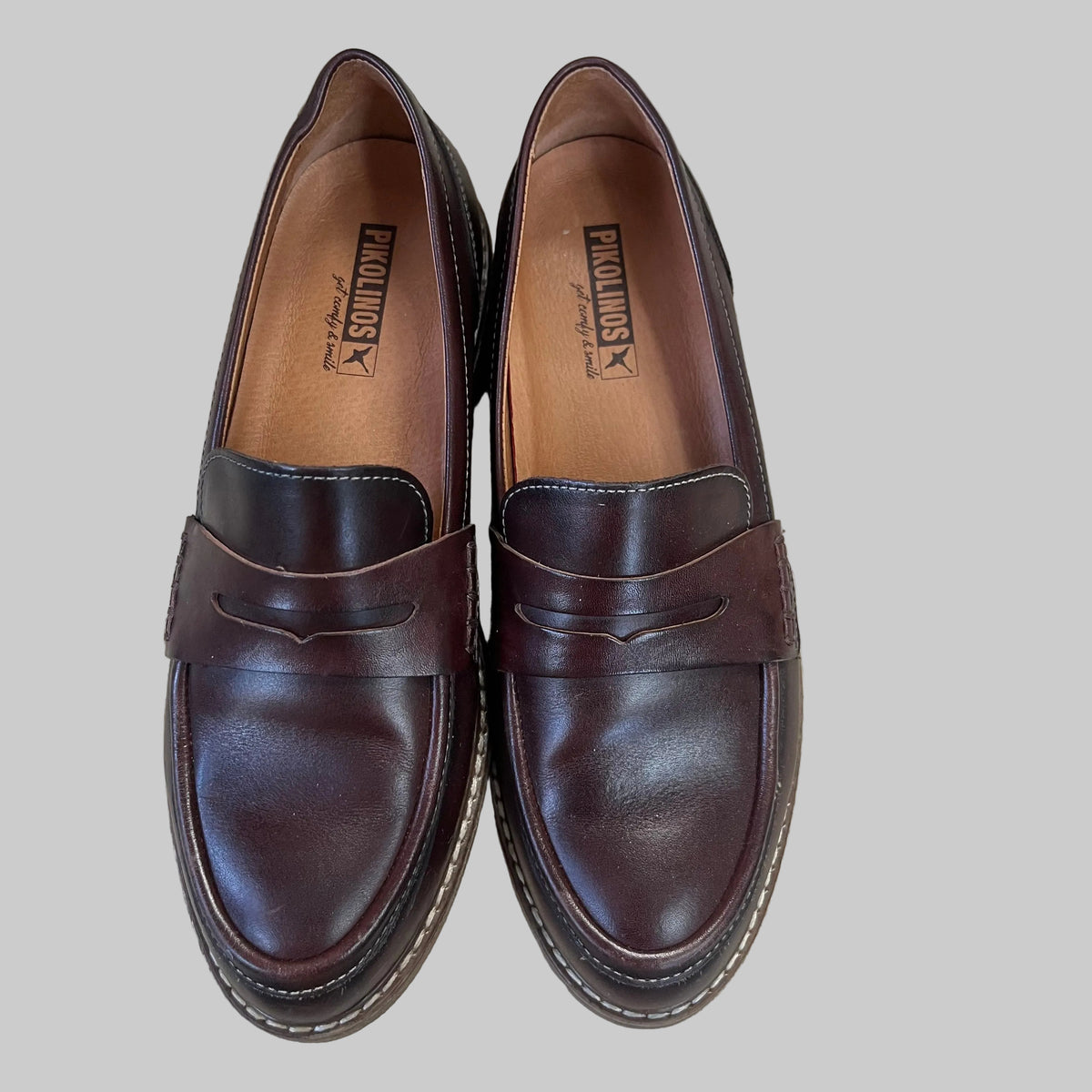 Pikolinos brown leather Aldaya loafers, size 7.5, LIKE NEW!