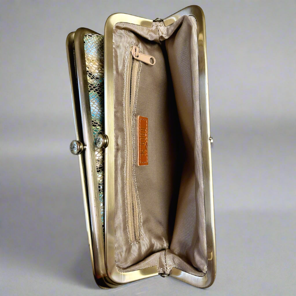Hobo aqua “snakeskin” Lauren wallet