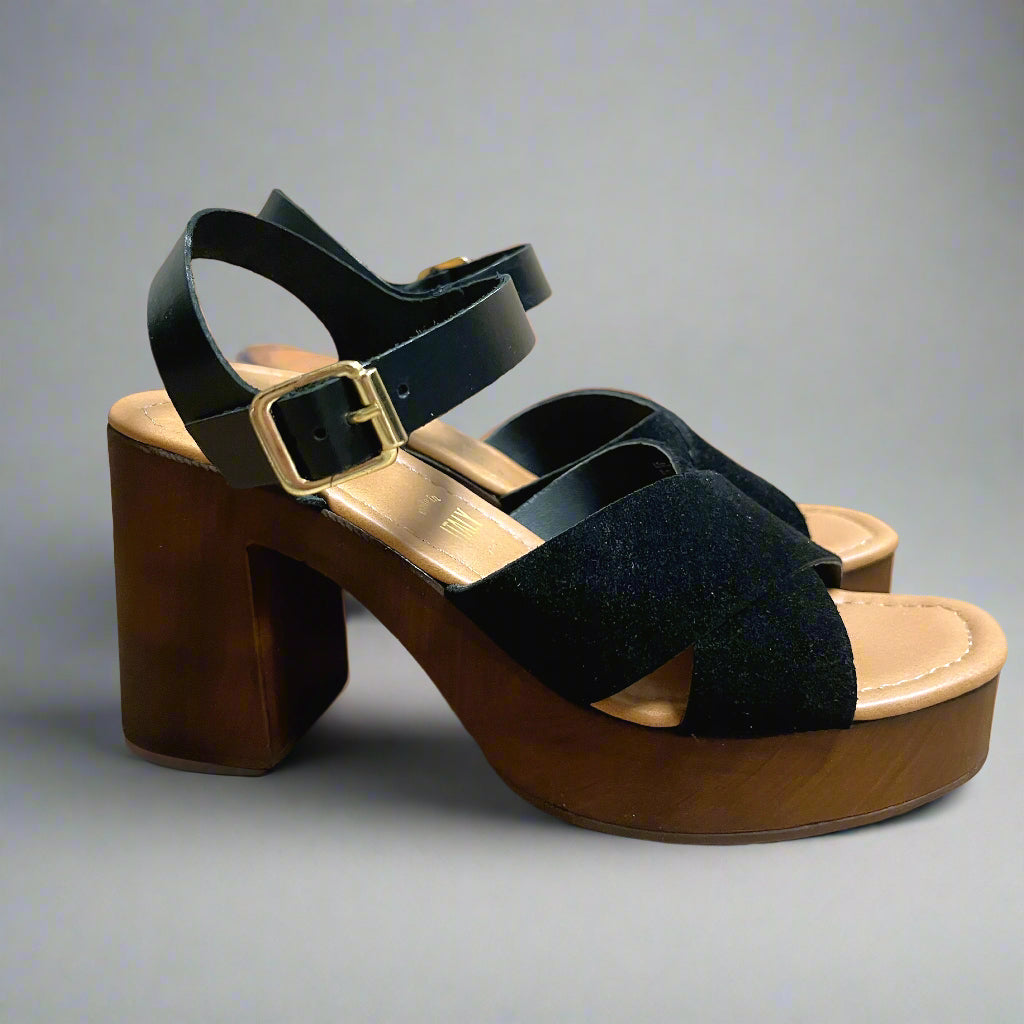 Seychelles black Paloma platform sandals, size 7.5