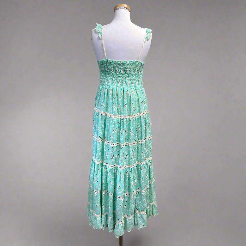 Miss June mint eyelet maxi dress, size XS