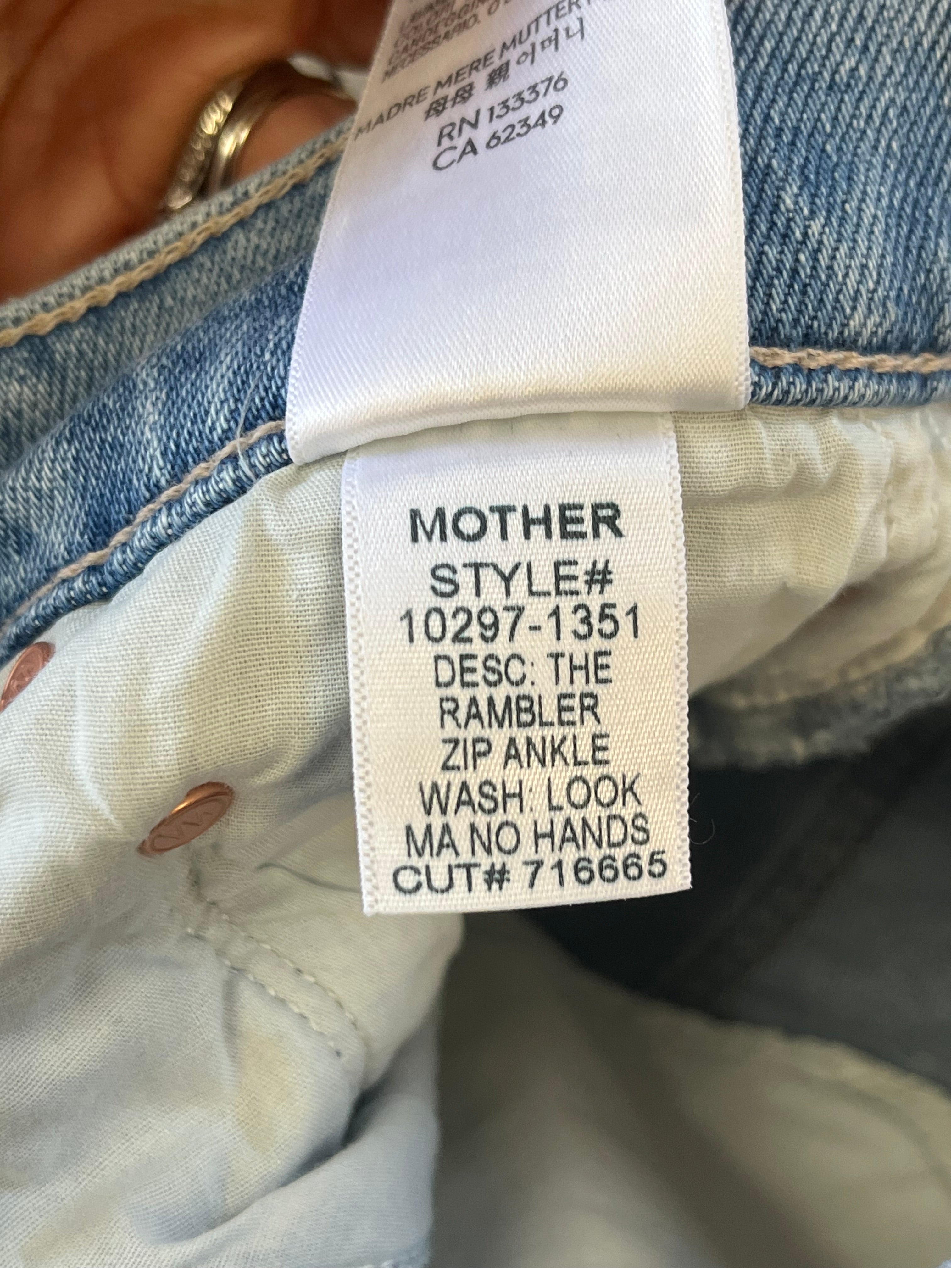 Mother Rambler Zip Ankle jeans, Size 25, US Size 2