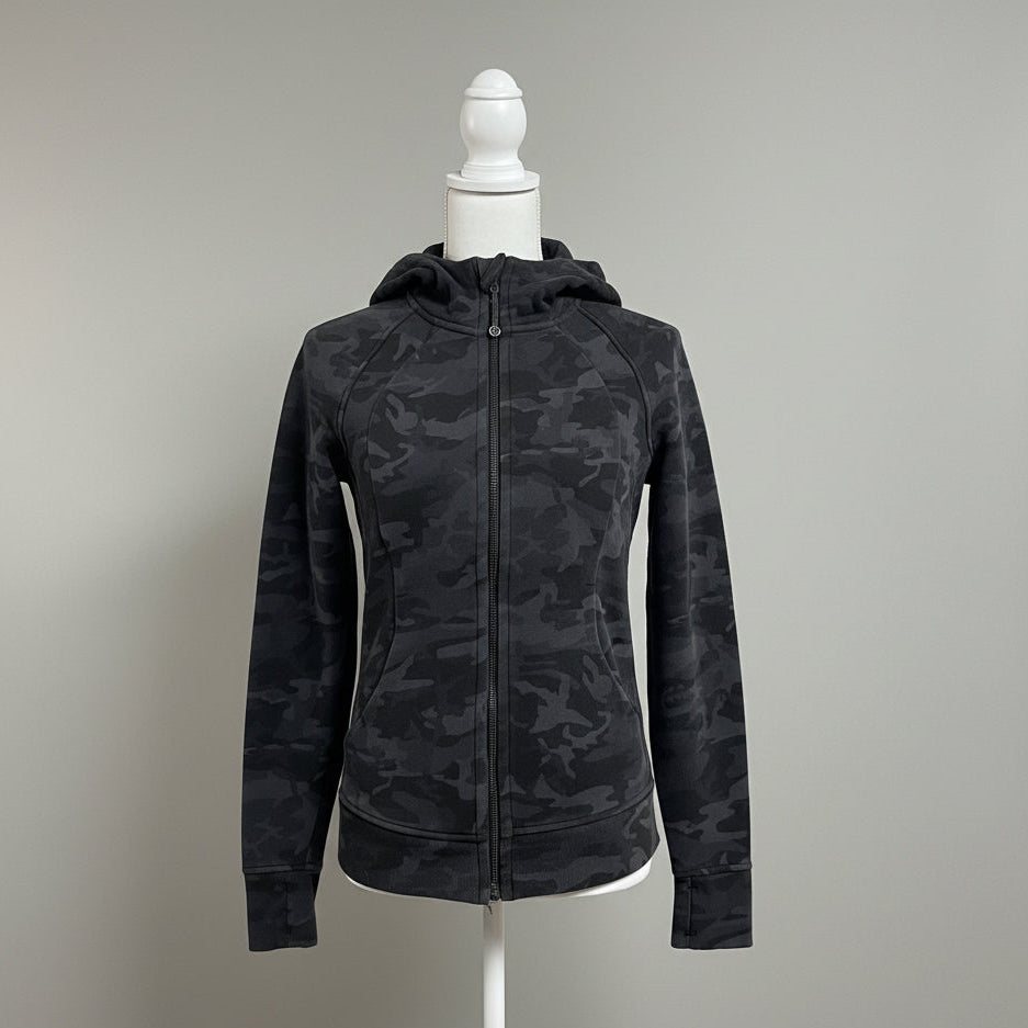 Lululemon black camouflage Scuba hoodie, size 6