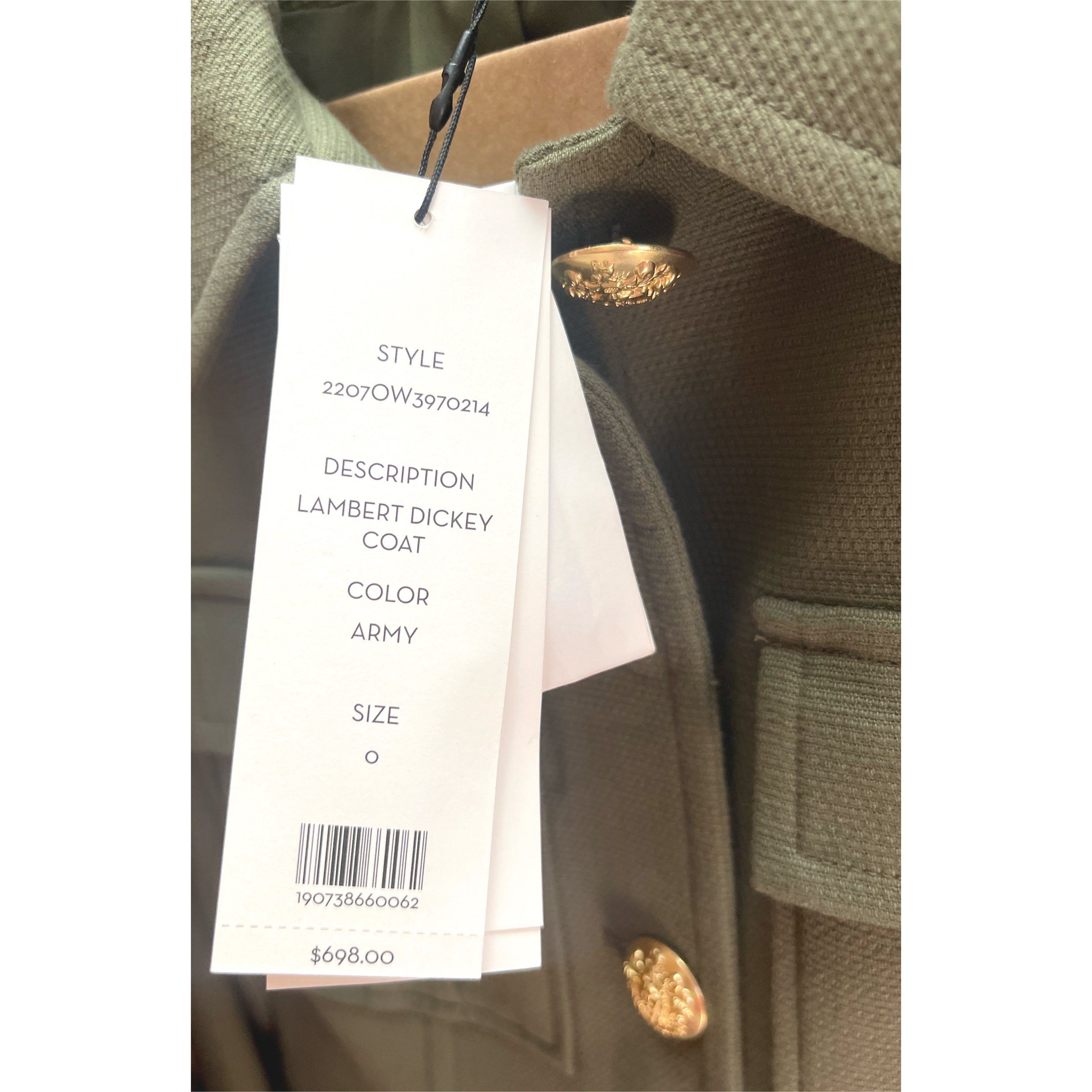 Veronica Beard olive Lambert Dickey jacket, size 0, NEW WITH TAGS!