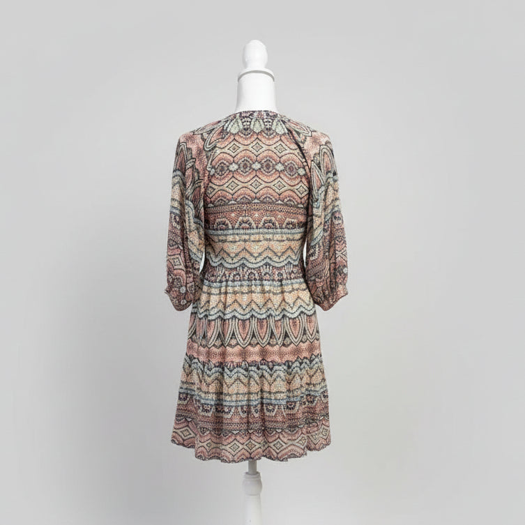 Amanda Uprichard cream print Diego dress, size S