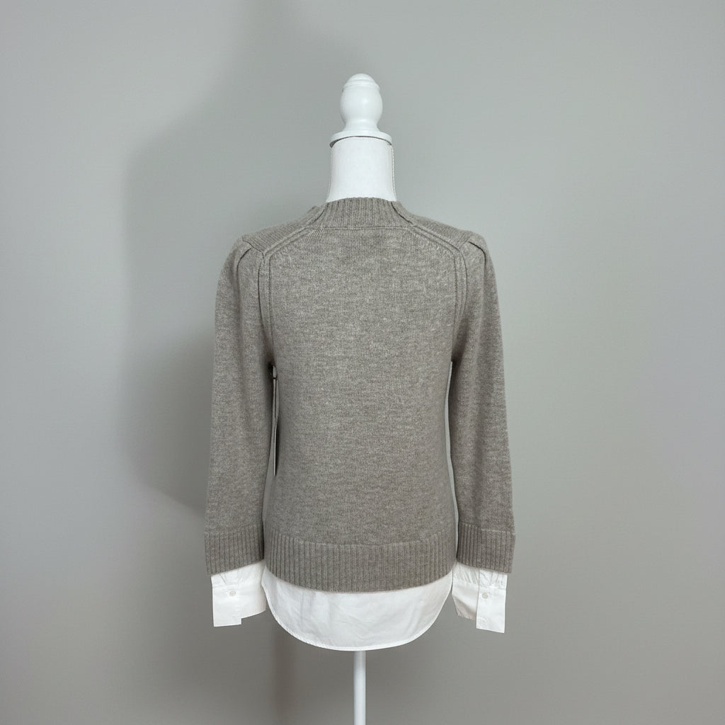 Brochu Walker beige Eton Layered crewneck sweater, size S, NEW WITH TAGS!