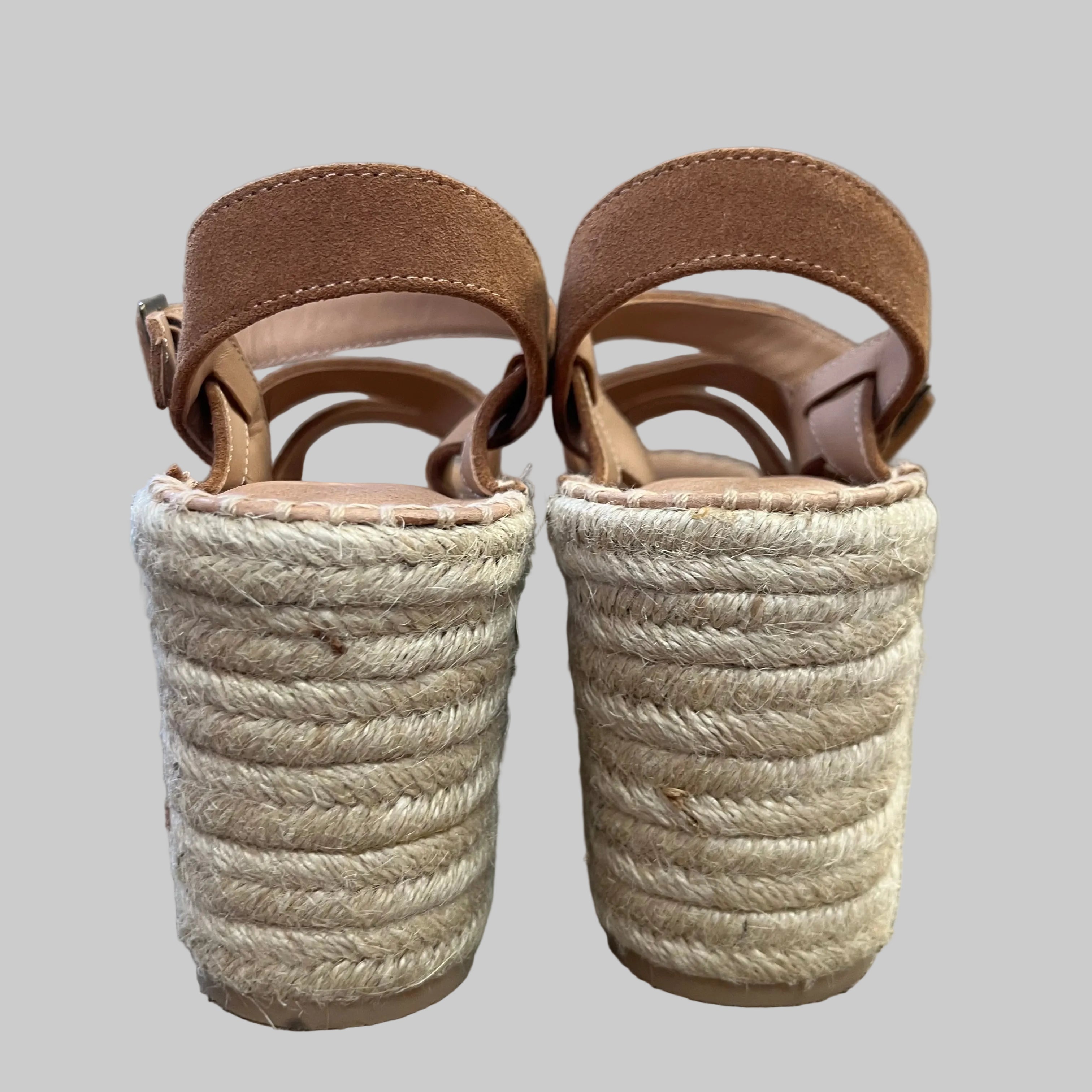 Soludos caramel suede espadrille wedge, size 8.5, NEW IN BOX!