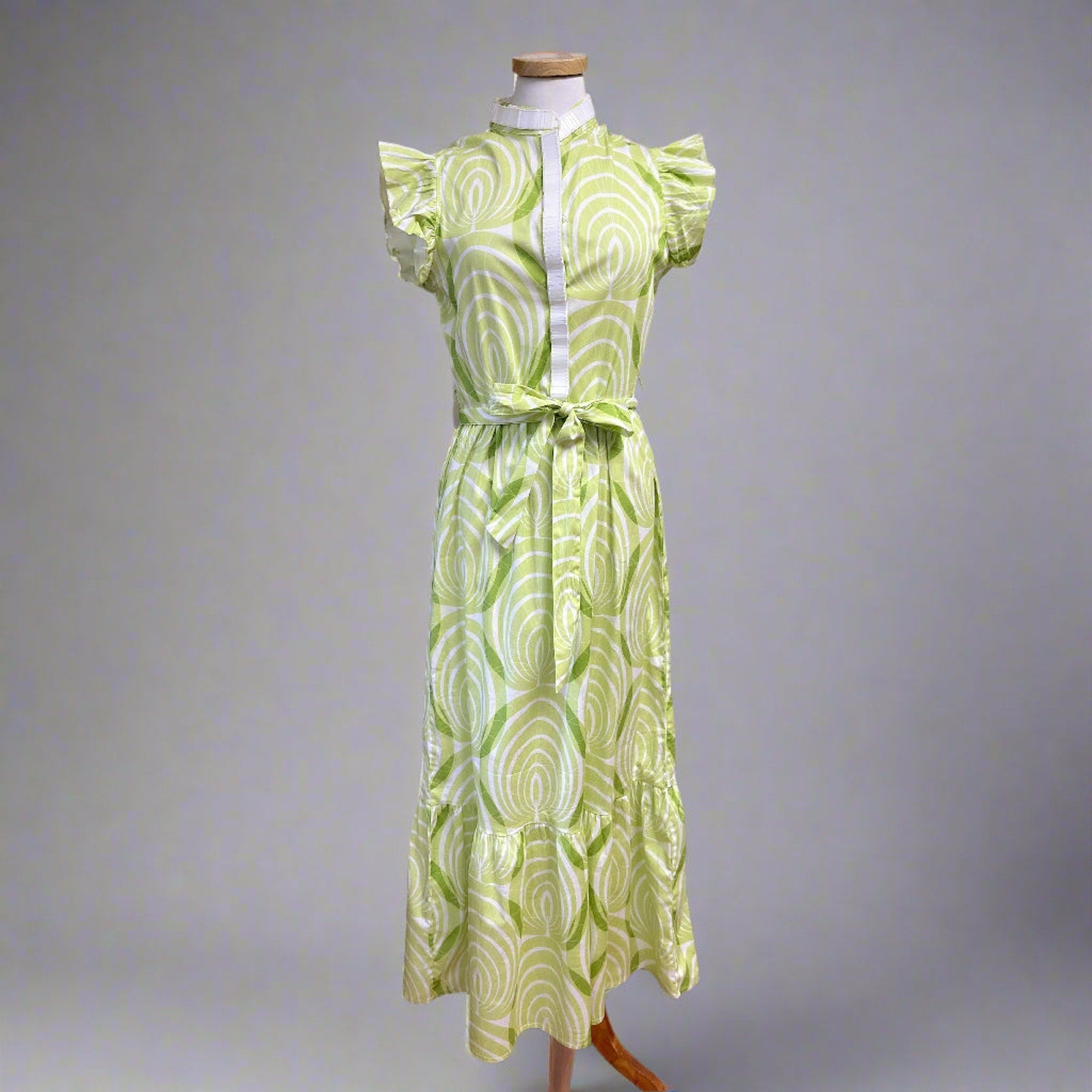 Sheridan French lime green & white print dress, sizes XS & S