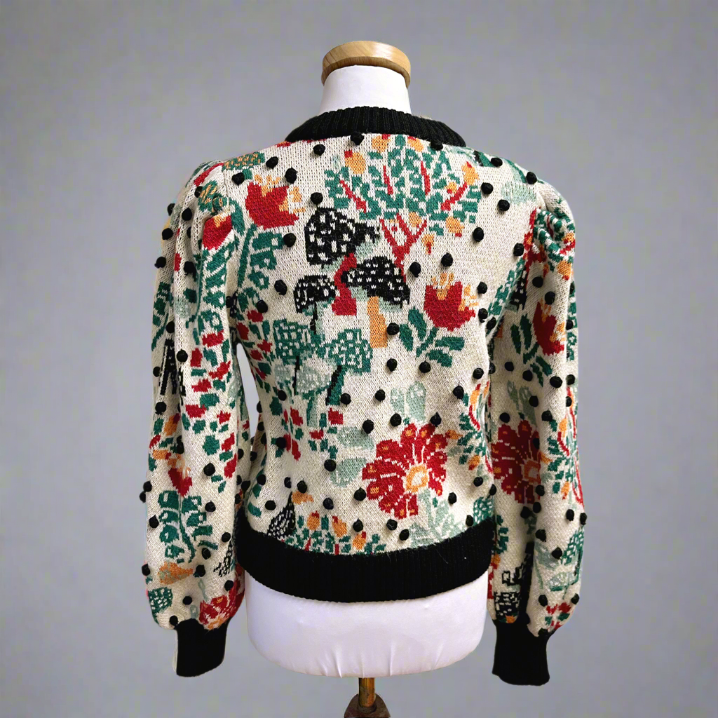 FARM Rio multi-color Mushroom Forest sweater, size S