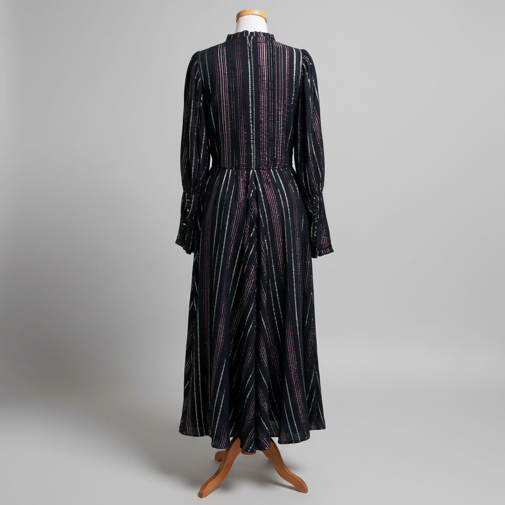 FARM Rio black Lurex Stripes dress, size M