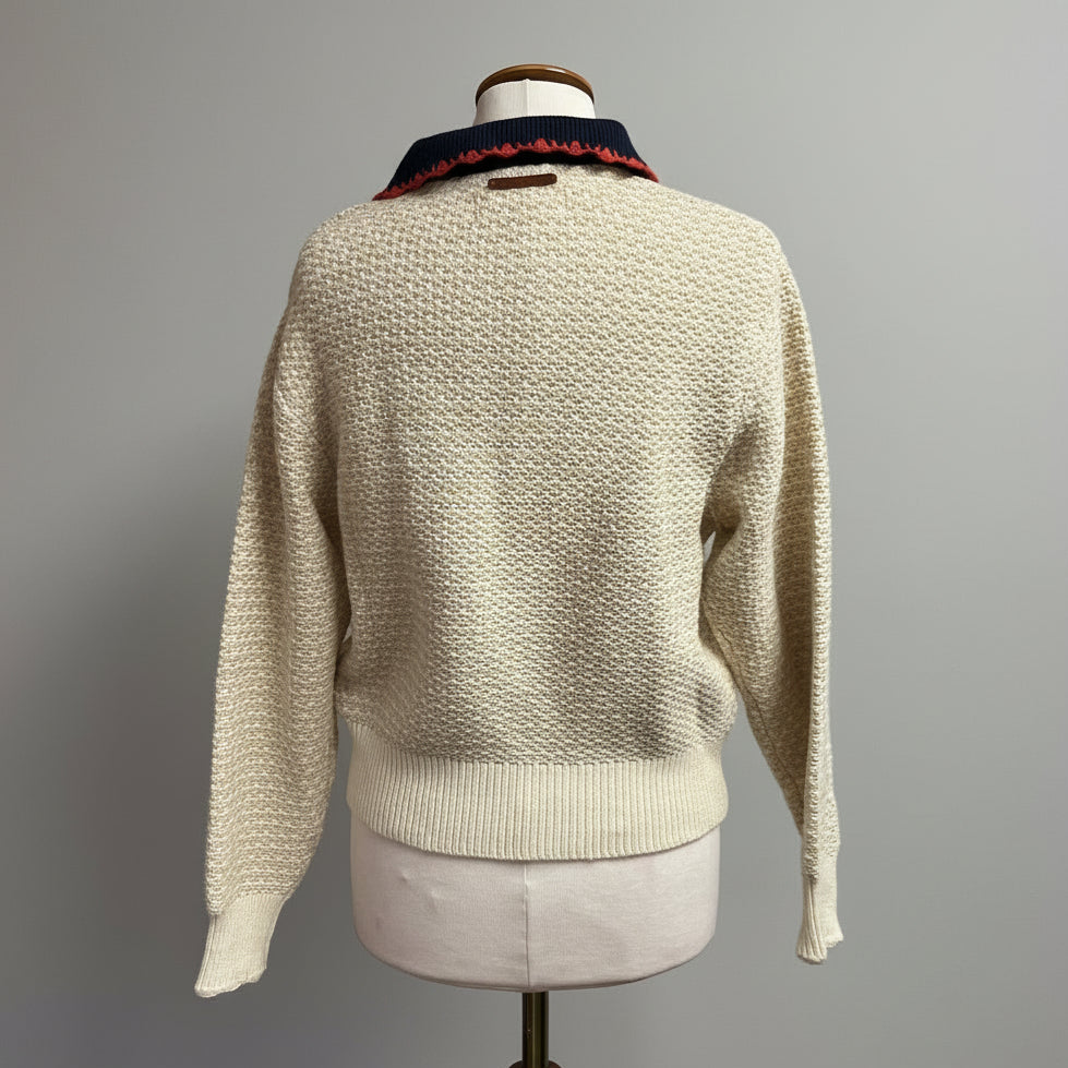 Trovata cream Parker Polo sweater, size XS