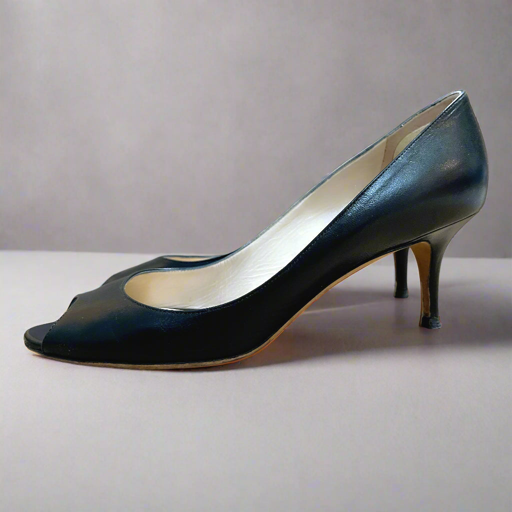 Jimmy Choo black peep-toe Isabel pumps, size 9.5