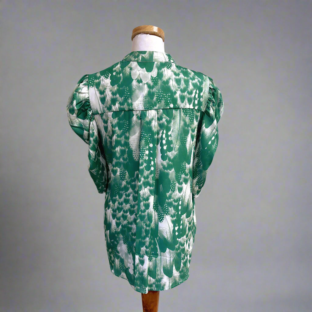 Sheridan French green print Natalie blouse, size S
